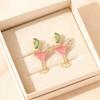 Creative Cocktail Cup Series Design Drop Earrings for Women Imitation Pearl Crystal Rhinestone Goblet Earring Fashion Jewelry