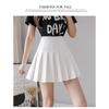 Women's High Waist Pleated Mini Skirt Preppy Style Solid Color Short Skirt With Safety Shorts