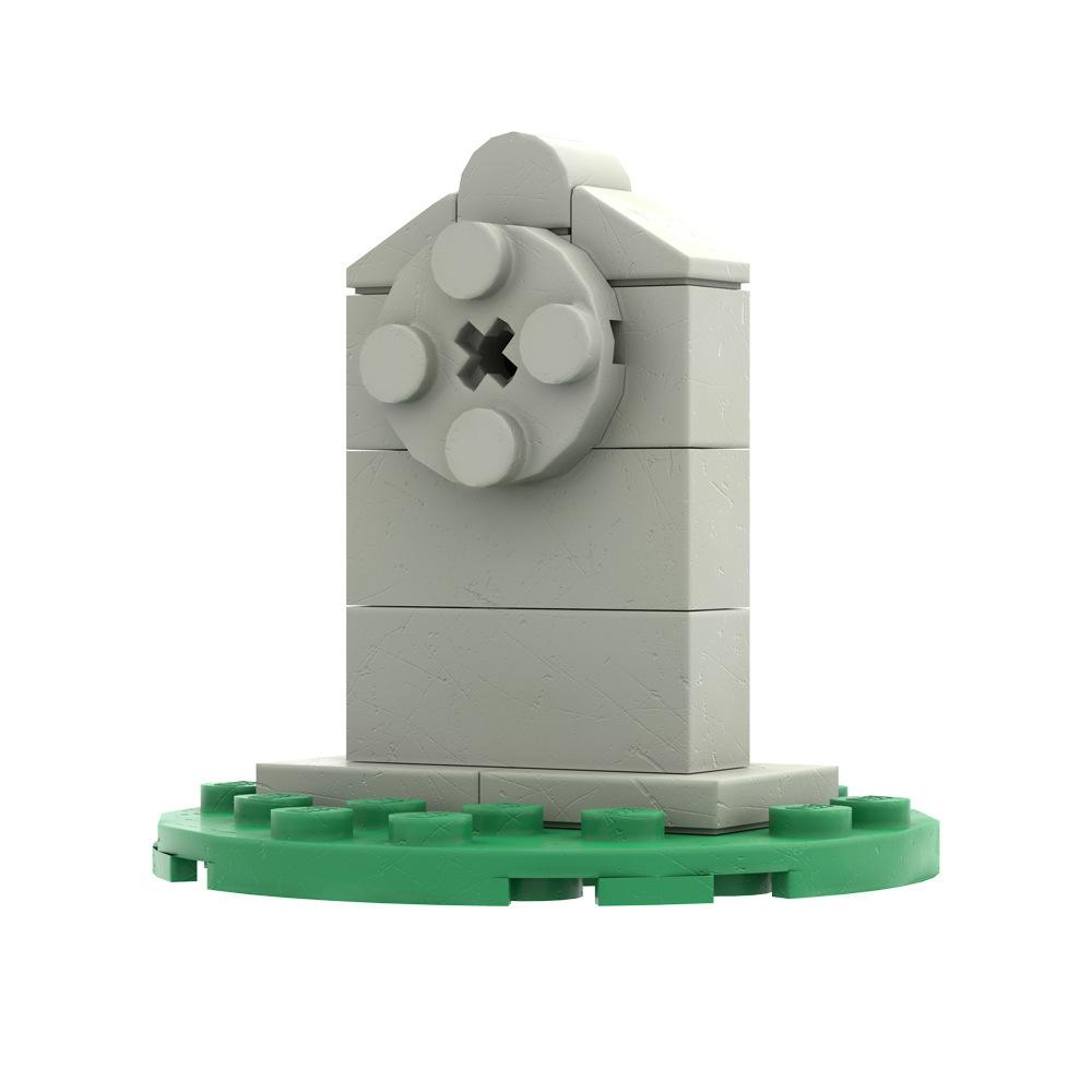 Small Particles Halloween Cemetery Pumpkin Splicing Assembly Fence Haunted House Scene Building Block Diy