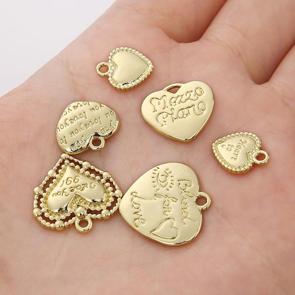 1pc Brass Embossed Heart Charms Lovely Pendnat for Earring Necklace Bracelet Jewelry Making