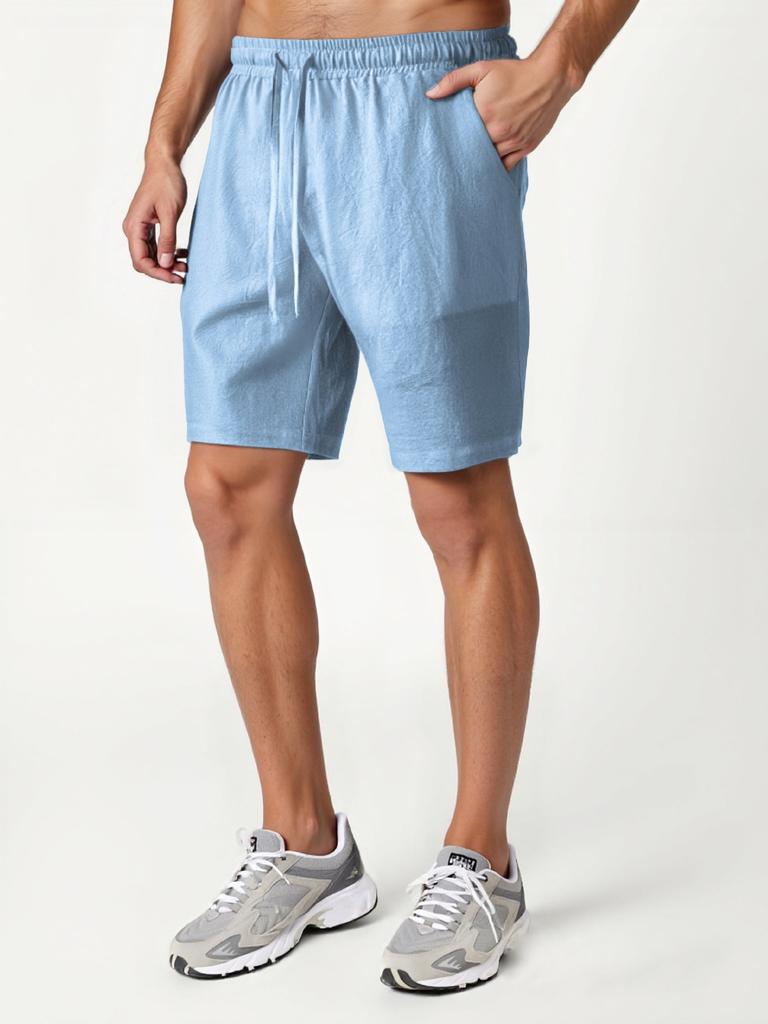 2025 Herren Sommer Neu Einfarbig Kordelzug Reine Baumwolle Locker Sportshorts Lässige Vielseitige Shorts