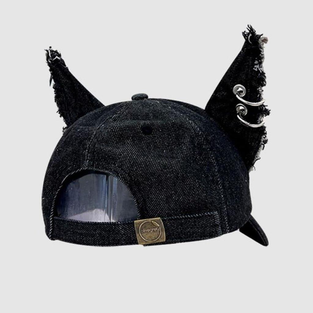 Ragged Denim Baseball Cap, Y2K Rabbit Ears Hat, Unisex, Street Trend, Adjustable Cap, Men‘s Hip-Hop Caps