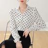 Women Blouses Shirts 2025 Spring Long Sleeve Women Blouse Shirt Turn Down Collar Dot Chiffon Blouse Shirt Women Tops J912