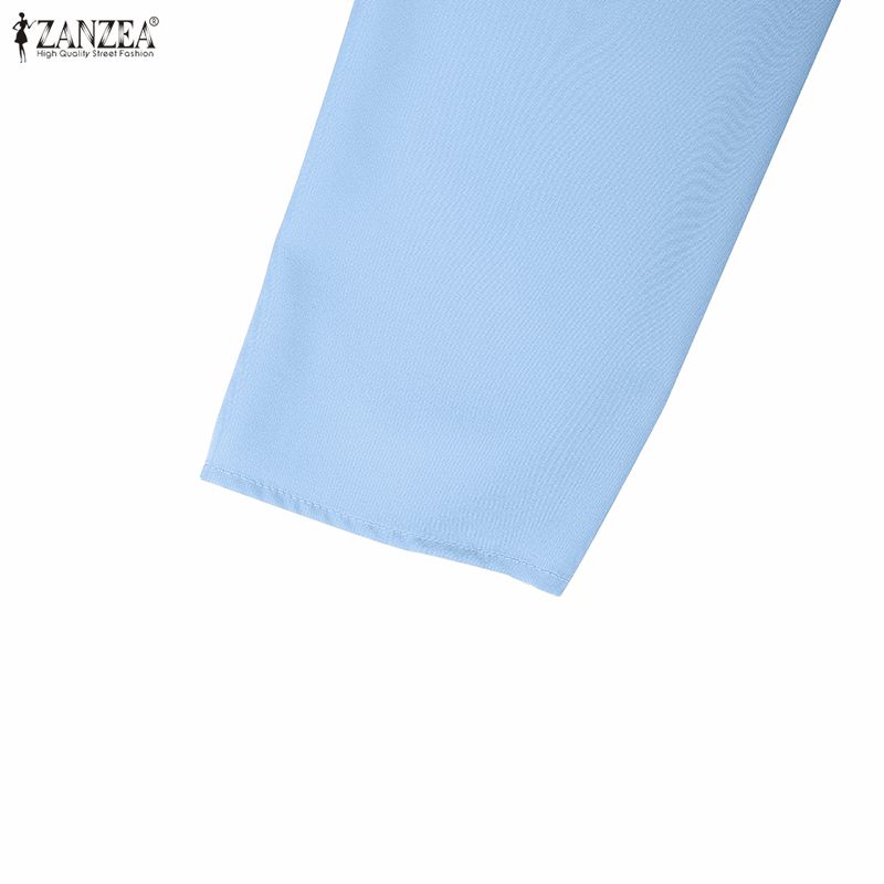 ZANZEA Women Muslim Casual Round Neck Long Sleeve Loose Long Dress