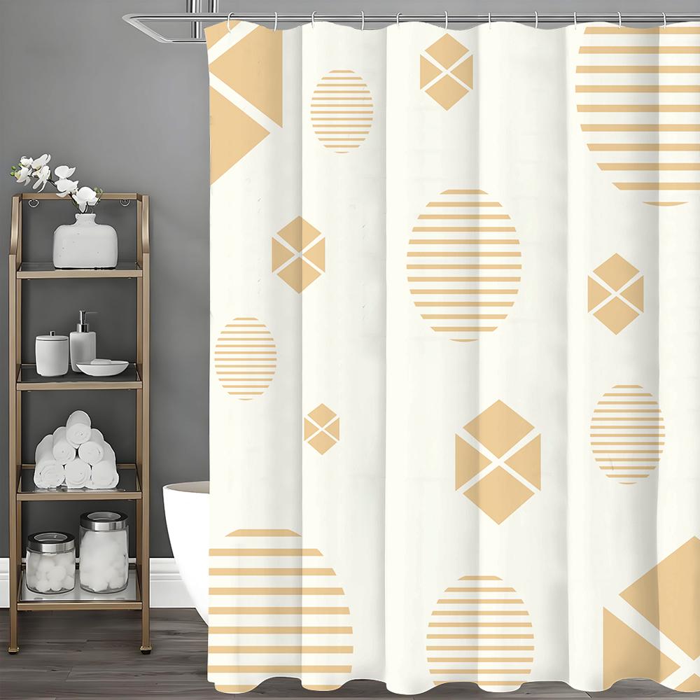 

Современная креативная геометрическая желтая шторка для душа, декоративная шторка для ванной комнаты, водонепроницаемая шторка для душа с крючками 180*180cm