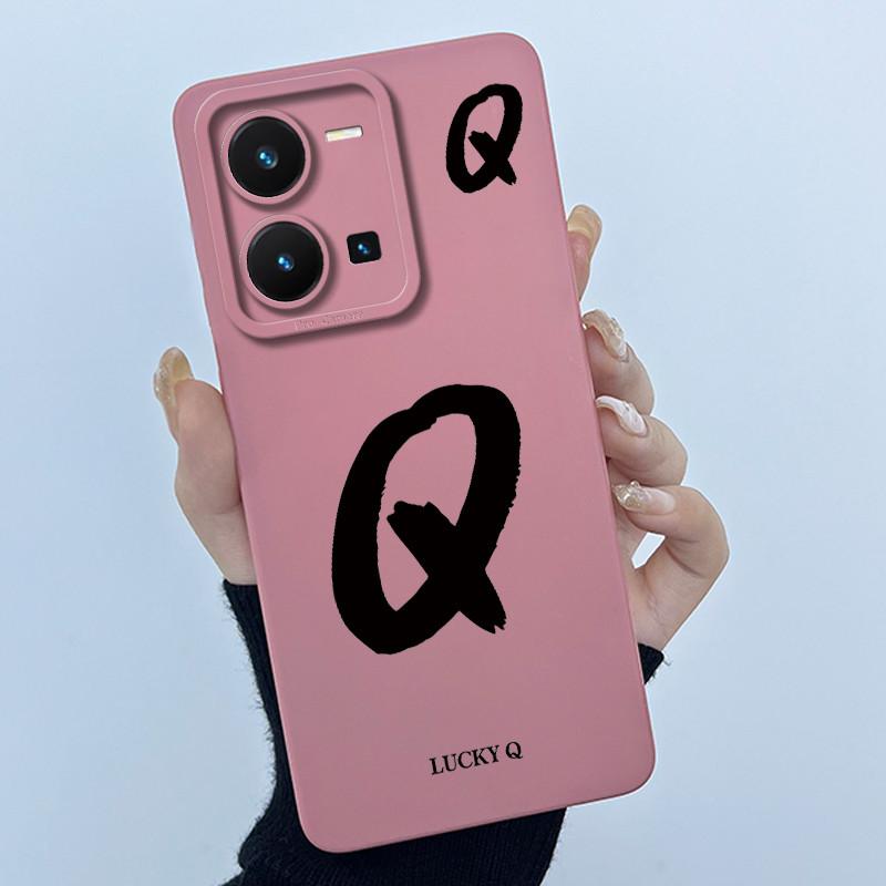 For Vivo Y35 Case Cute Initial Letters Soft Liquid Silicone Back Cover For Vivo Y 35 4G Funda Anti Drop Phone Protector Coque