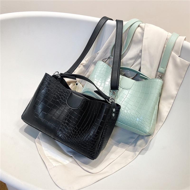 large kensington croc embossed leather shoulder bolsa