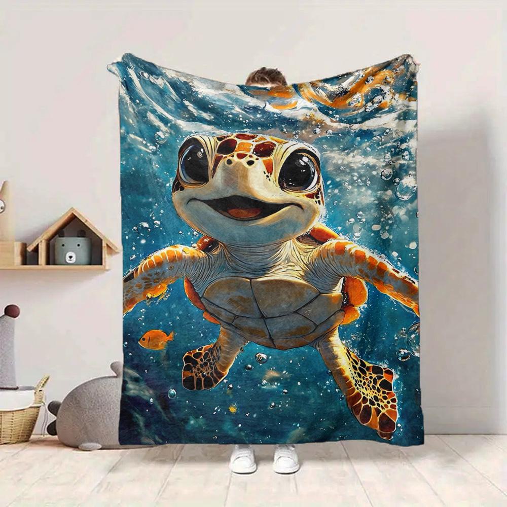 1 Stück Meereschildkröte Muster Druck Decke Leichte Flanell Überwurfdecke für Sofa, Bett, Wohnzimmer, Büro, Reisen im Freien, Camping