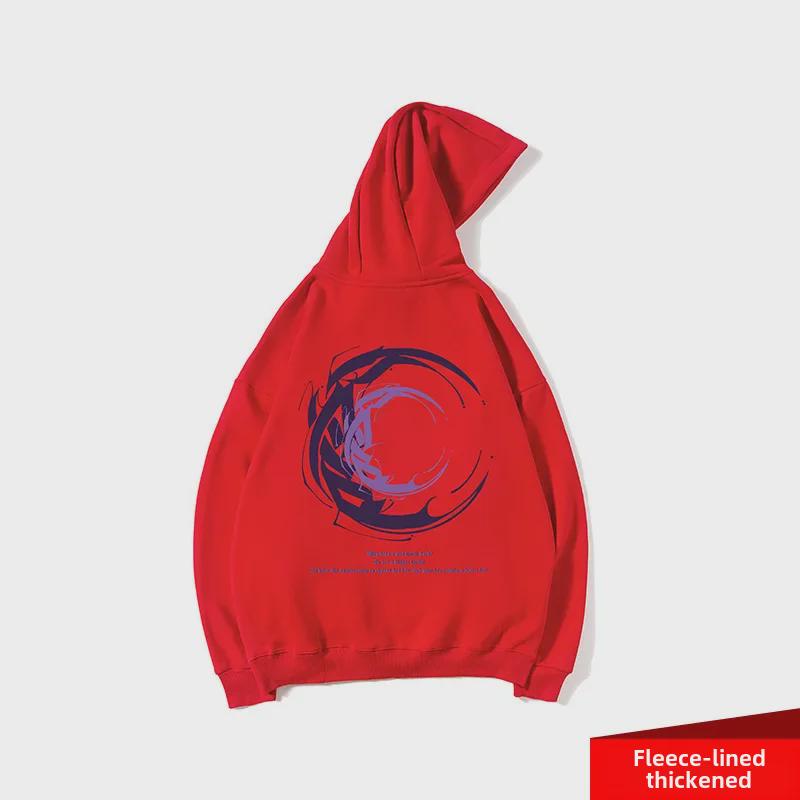 Men's Autumn Fashion Hooded Sweatshirt, National Trend, Plus Size (8XL), Velvet Lined, Couples Jacket.