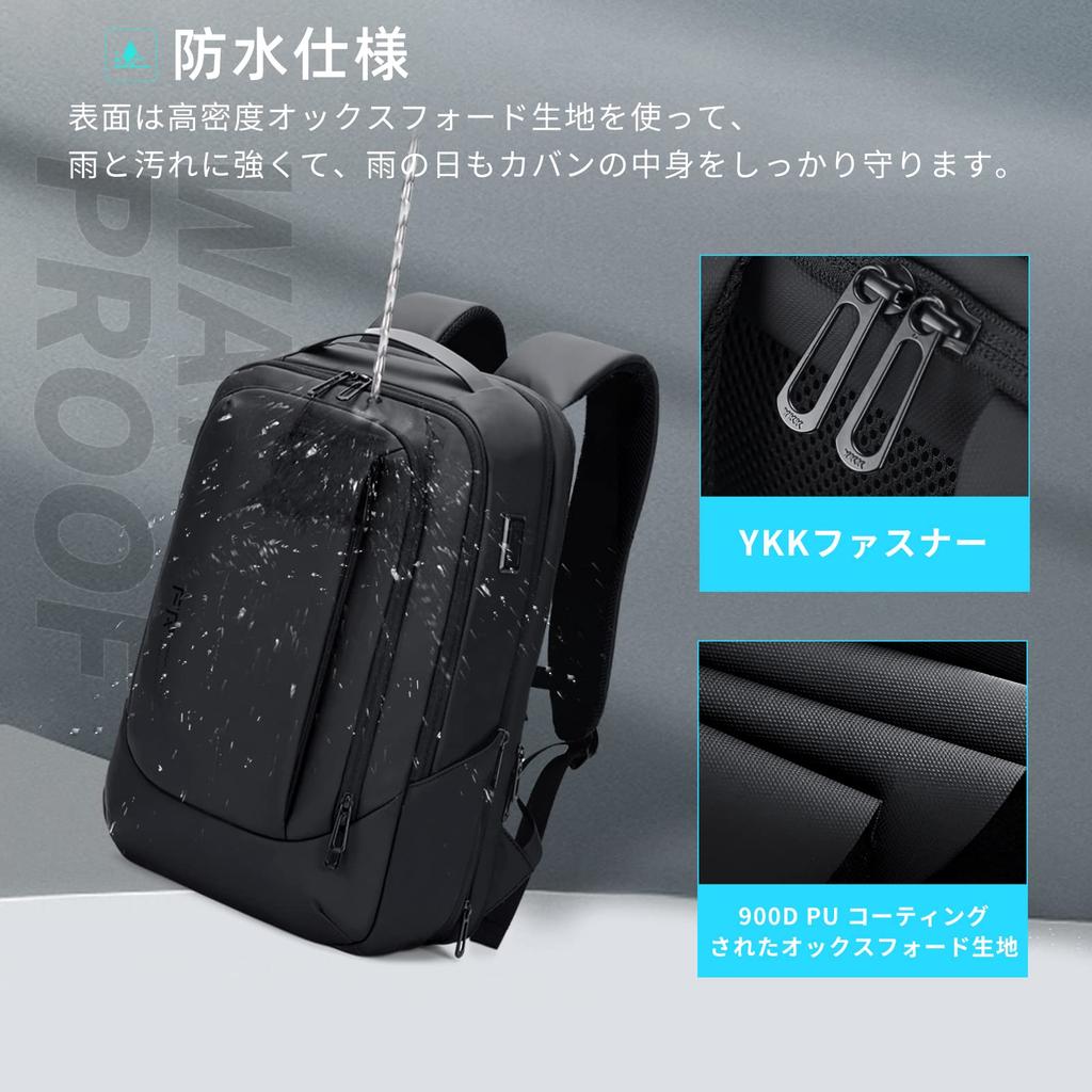 Business Backpack for 2025 Expandable Large Inch PC USB Charging Laptop For Business Black [FENRUIEN] Men, Latest, Multifunctional, Gusset,