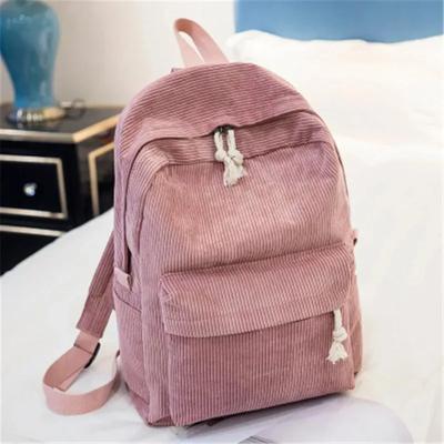 Weicher Stoff Frauen Rucksack Weibliche Preppy Cord Designer Schule Rucksack Teenager Mädchen Gestreiften Rucksack Samt Bildschirm