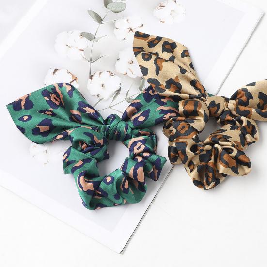Kaninøre Hårring Leopardtrykk Glatt sateng hårslips Høy elastisk hodebunnsbeskyttelse Hår Scrunchie Hårtilbehør