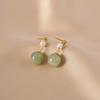 100% Natural Freshwater Pearl & Nephrite Jade Stone 14K Gold Filled Ladies Tassels Stud Earrings Not Allergic Birthday Gifts