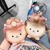 Portable Kids' Dual-Drink Straw Plastic Bottle