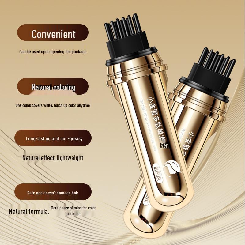 Portable Hair Dye Pen with Comb, Scalp-Friendly, Long-Lasting, Non-Fading, Waterproof, Sweatproof, White Hair Concealer