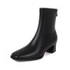 French Thick Heel Short Boots Women's Autumn and Winter New Commuting Zipper Elastic Square Head Fashionable Versatile Medium Tube Thin Boots
