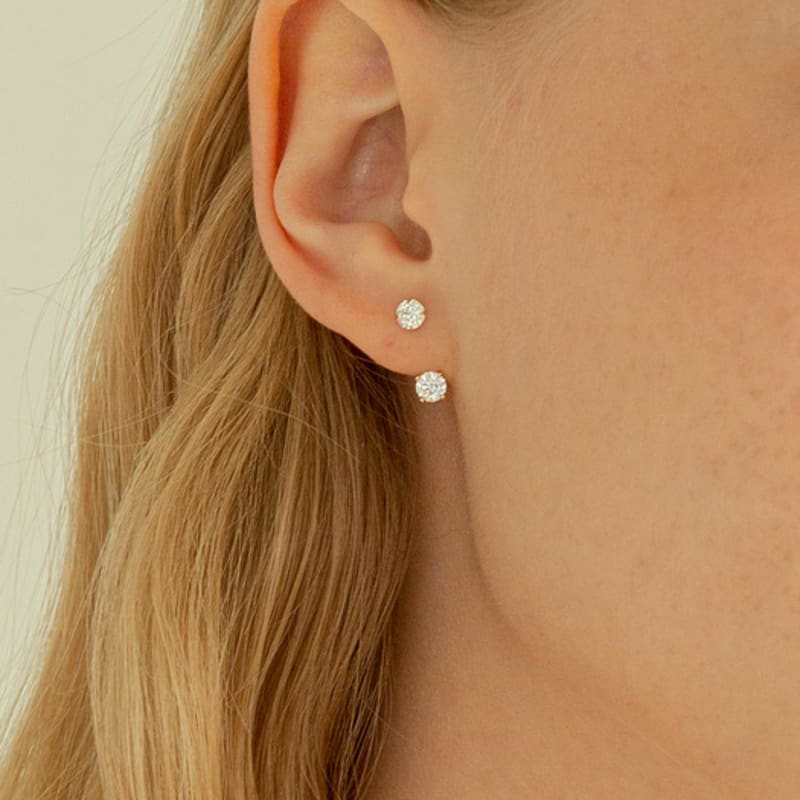 

LUNNE 14k Double Cubic Two-Way Earrings (14k Gold) #L19 Gold (pair)