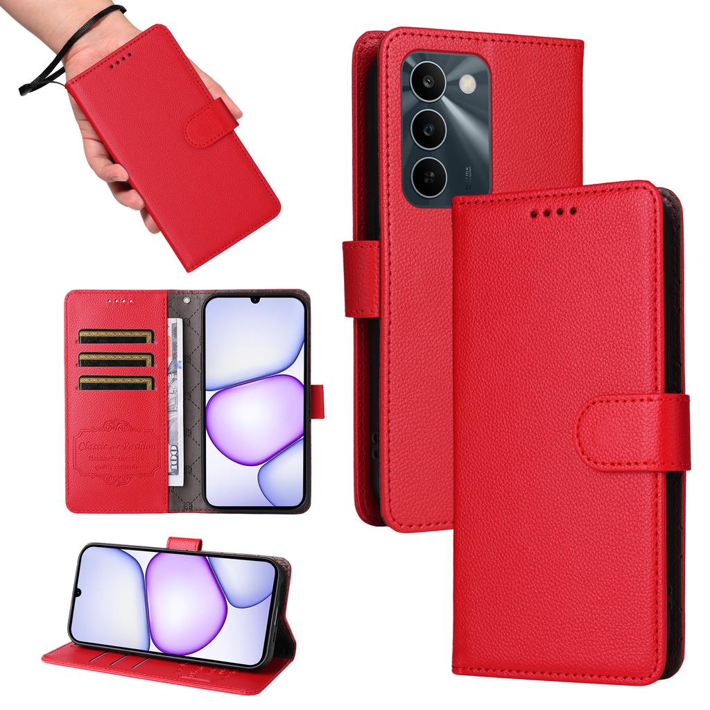 Case for C83 5G - Leather/PU, Red, With Card Holder, With Lanyard
