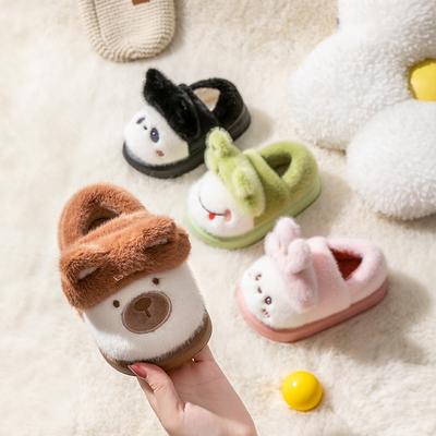 Bolsa infantil de urso e sapatos de algodão outono e inverno meninos casa fofo quente e antiderrapante pequeno médio e grande bebê pantufas de algodão menina