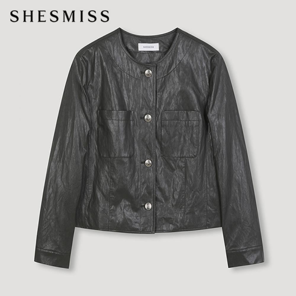 

She S miSS Pocket Leather Jacket Swwjko12030 Dg dark gray/55