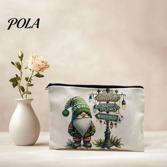 Stain-resistant Pouch Christmas Theme Makeup Bag, with Black Zipper, Wear-Resistant Toiletry Wear-resistant Fabric Bag Durable Canvas Storage