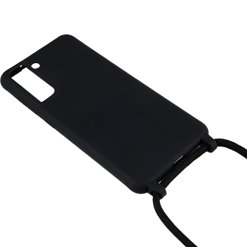 For Samsung Galaxy S21 FE 5G Shockproof Back Cover Flexible TPU Phone Case with Lanyard