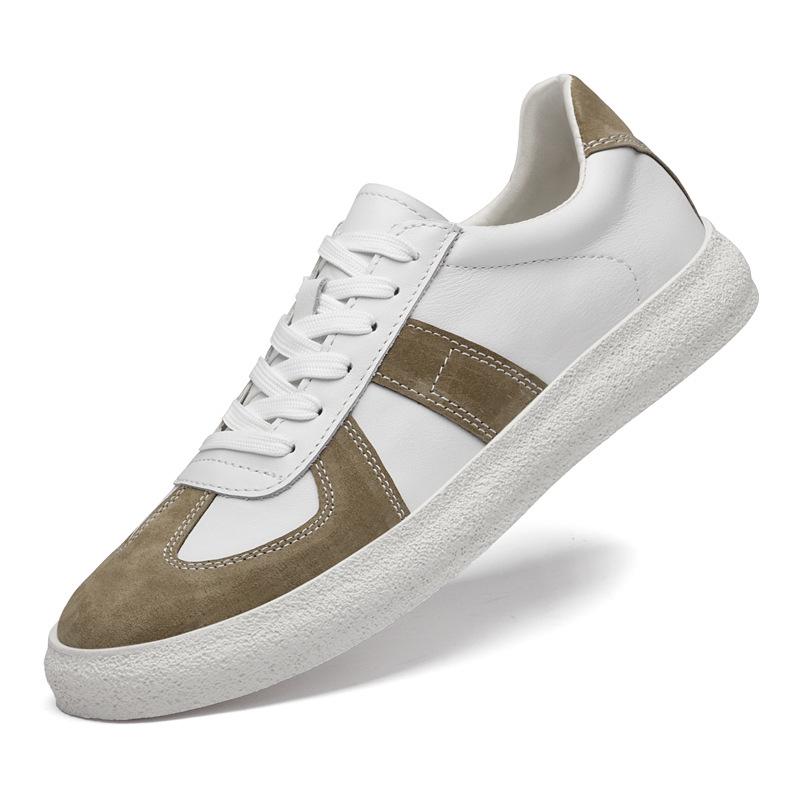 Spring Men s Genuine Leather Canvas Shoes: Versatile, Trendy, Casual, and Height-Boosting White Sneakers 41