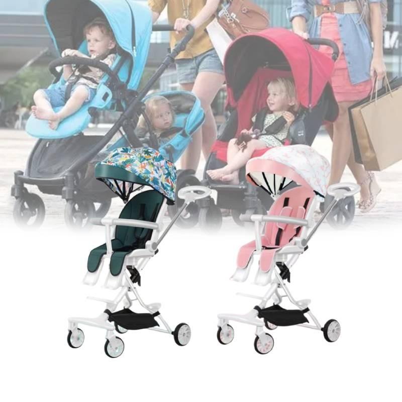 Ultra Stroller Kids Lightweight Foldable Convertible Seat One Rotation Button