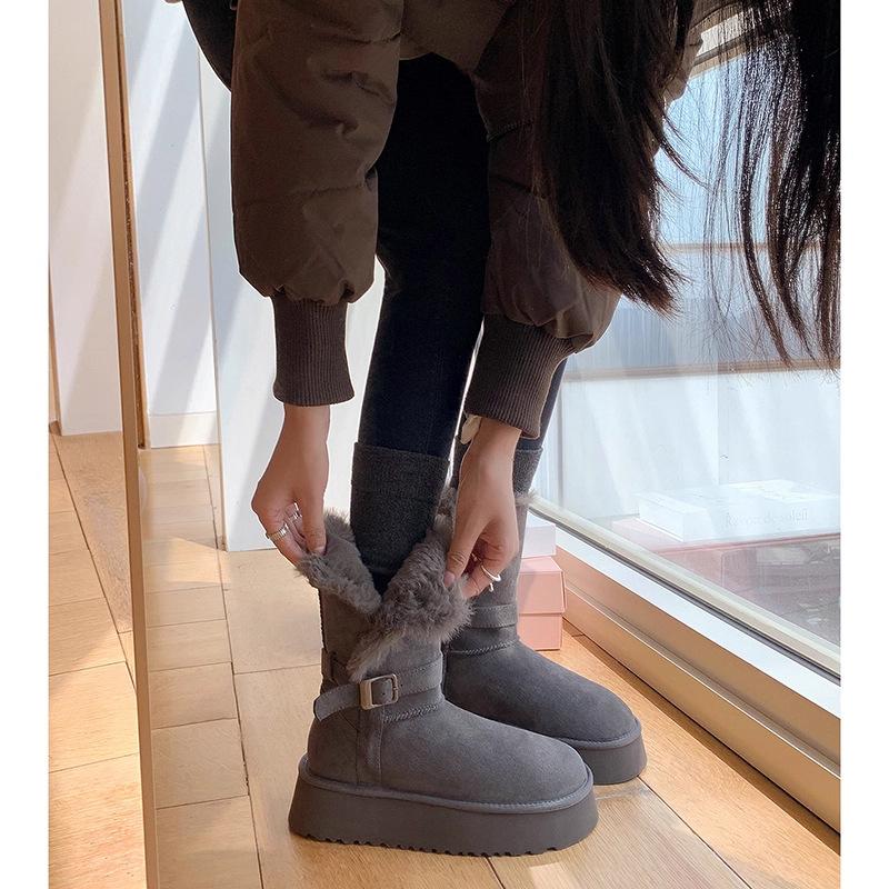 

Ruoji @2025 новые осенне-зимние серые длинные сапоги-дутики зимние ботинки на толстой подошве с утолщенной нескользящей подошвой, хлопковая обувь для Северо-Востока 40