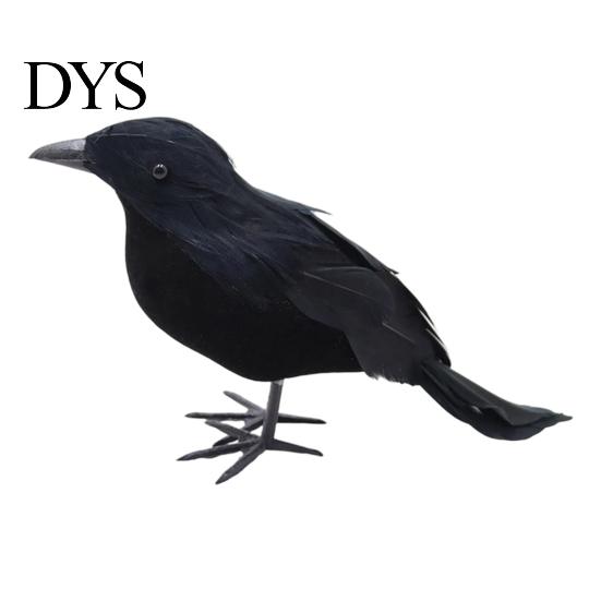 Realistic Feathered Crows Black Crow Halloween Decor, Lifelike Raven Figurine Prop Simulation Ravens for Haunted House, Artificial Bird Ornament Party