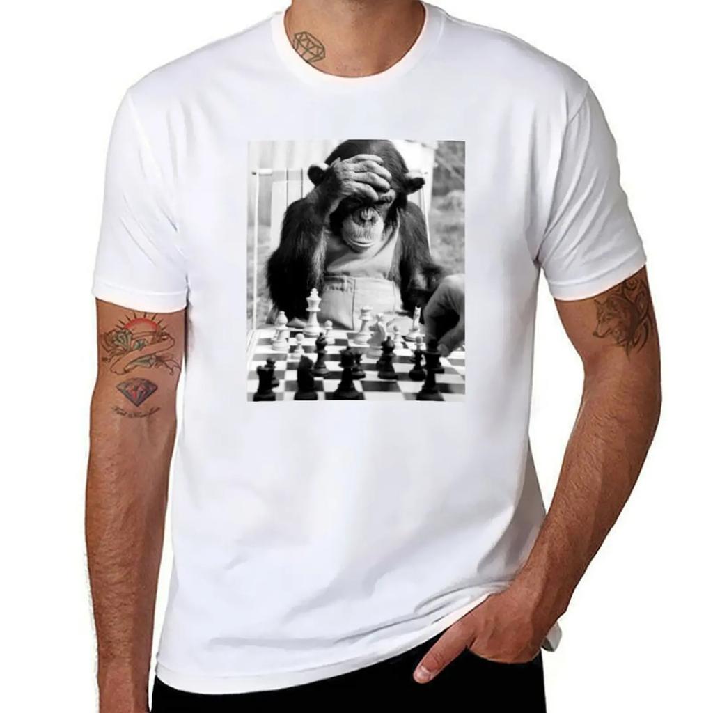 Funny Chess Monkey Checkmate King Chessboard 3d Chess Pawn Room Smart Monkey Genius Iq Game Night Board Game Chimpanzees T-Shirt