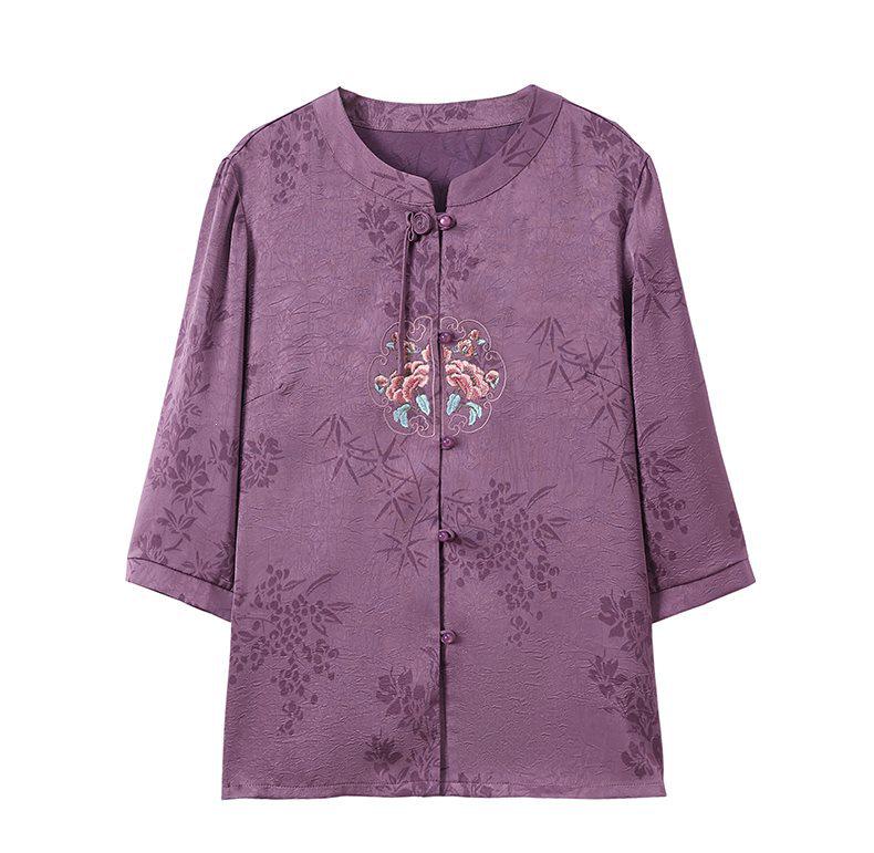 Grandma's Summer Two-Piece Short-Sleeved Cardigan Suit for Elderly Women