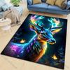 Dreamlike Glowing Deer with Butterflies Carpet for Living Room Bedroom Bedside Floor Mat Cloakroom Children Play Mat Area Rug