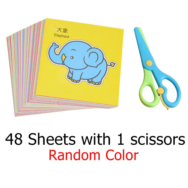 

48/96 Sheets Paper Cutting with Scissors Multicolor Cartoon Line Graphic Paper Cutting Student Artclass DIY Prop Reward Gift ZYF