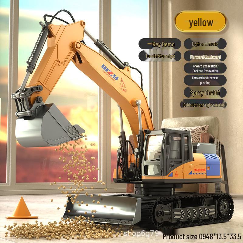New Remote Control Alloy Excavator Toy for Kids Ages 3-8 - Engineering Vehicle Simulation
