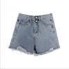 2025 Women's High-Waisted Ripped Denim Wide-Leg Shorts