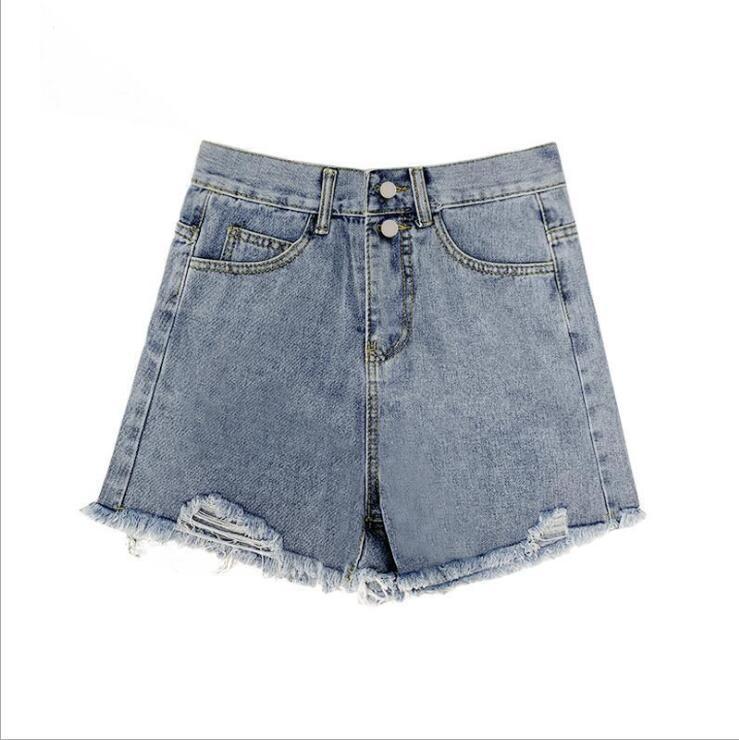 

2025 Women s High-Waisted Ripped Denim Wide-Leg Shorts S to 3XL