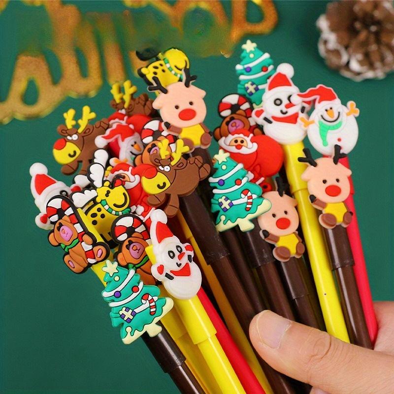 30pcs Kawaii Christmas Gel Pen Cute Christmas Tree Reindeer Santa Snowman Gift 0.5mm Black Neutral Pens School Office Stationary
