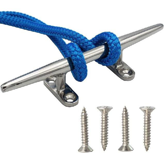 8/10/12/15 inch Dock Cleats - 316 Stainless Steel Boat Cleats Boat Dock Cleats,Open Base Dock Cleat with Fasteners,Marine Cleat Rope Cleat Boat Cleat 8  1Pack
