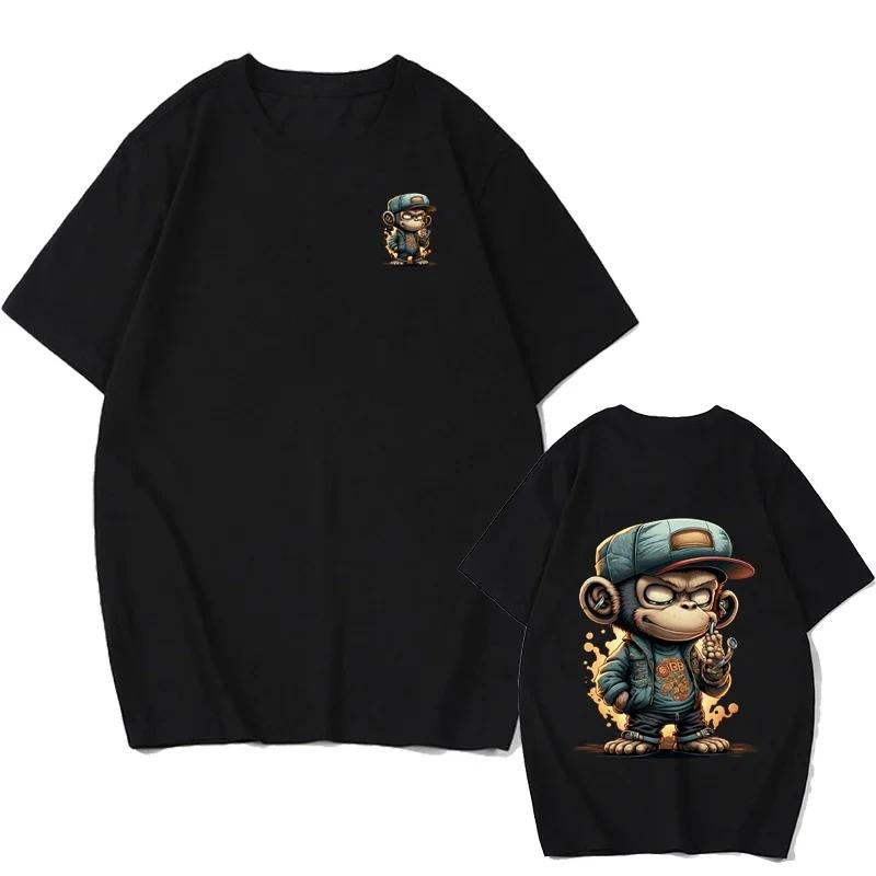 Men's Animal T-Shirt Hip Hop Monkey Print Everyday Versatile Everyday Casual Short Sleeve European Size T-Shirt Street Harajuku