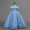 Girls Navy Blue Tulle Princess Ball Gown Flower Girl Dress