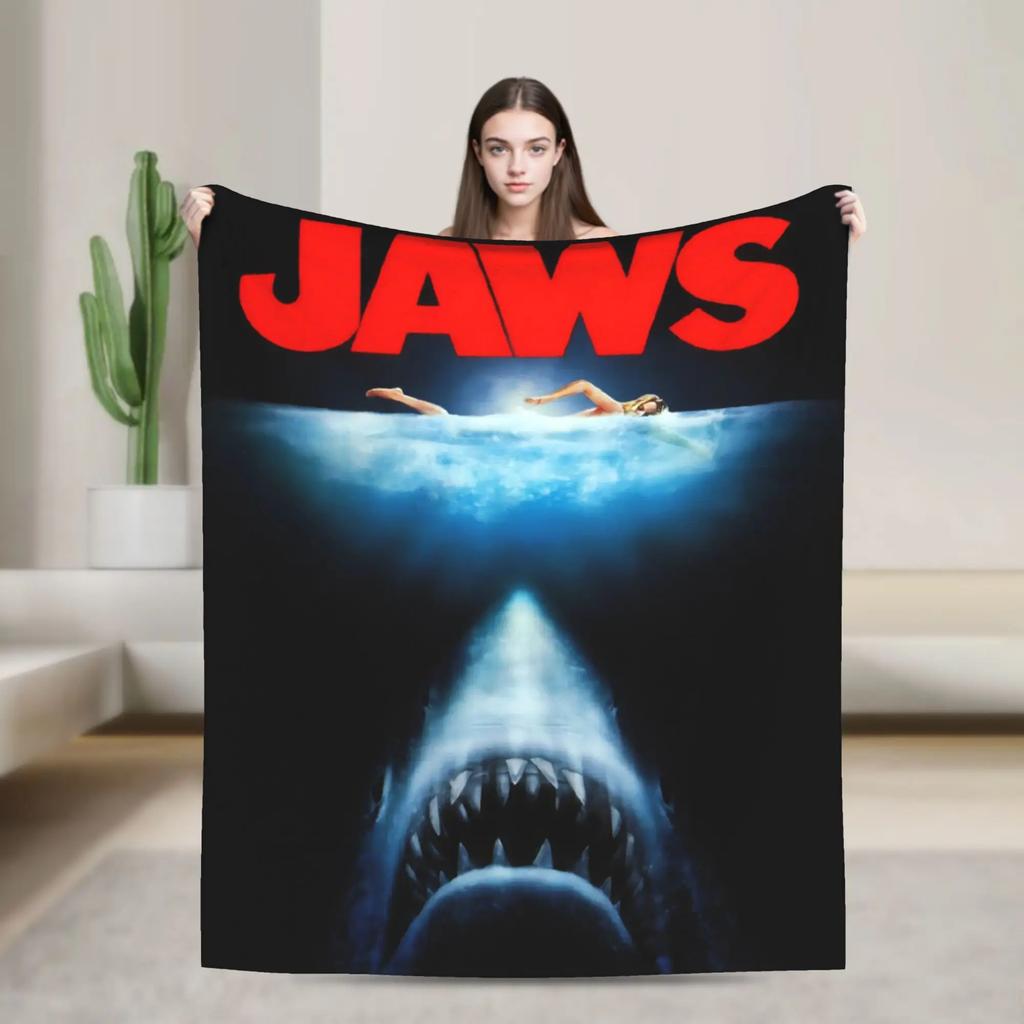 Jaws 40° Anniversario Retro Vintage s Film Coperta Morbida Leggera Copertura per Letto o Divano Design Personalizzato