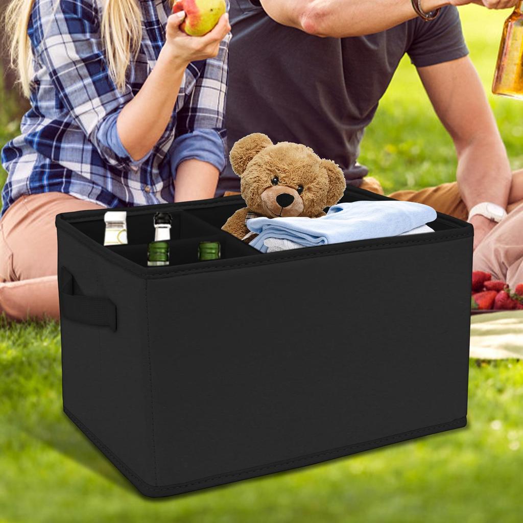 Trunk Box Multi Compartment Car Organizer Space-Saving Foldable Leather Bin No Lid Holder For Van Truck Driver Groceries Road