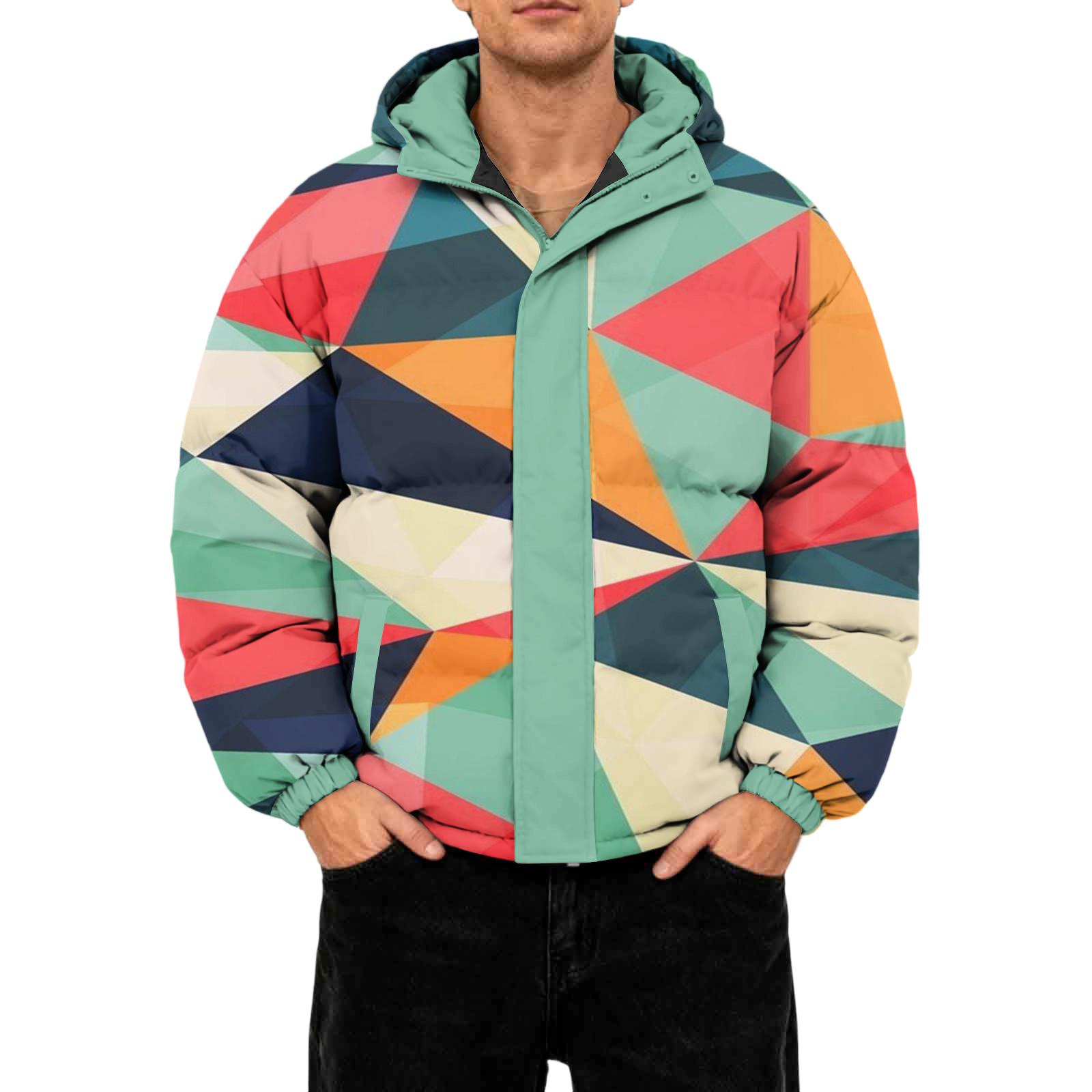 

Мужская повседневная пуховая куртка оверсайз с длинными рукавами и капюшоном M