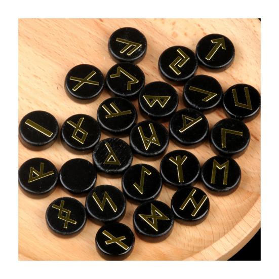 25Pcs Faux Crystal Agate Rune Stone Set Alphabet Rune Round Set Nordic Germanic Language Stone for Witchcraft Fortune-Telling