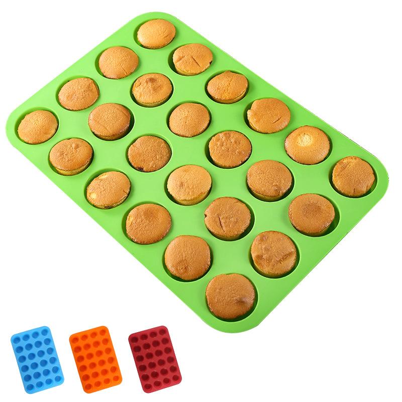 Silicone 24 series mini cake mold porous round Muffin cup baking tray jelly DIY baking mold