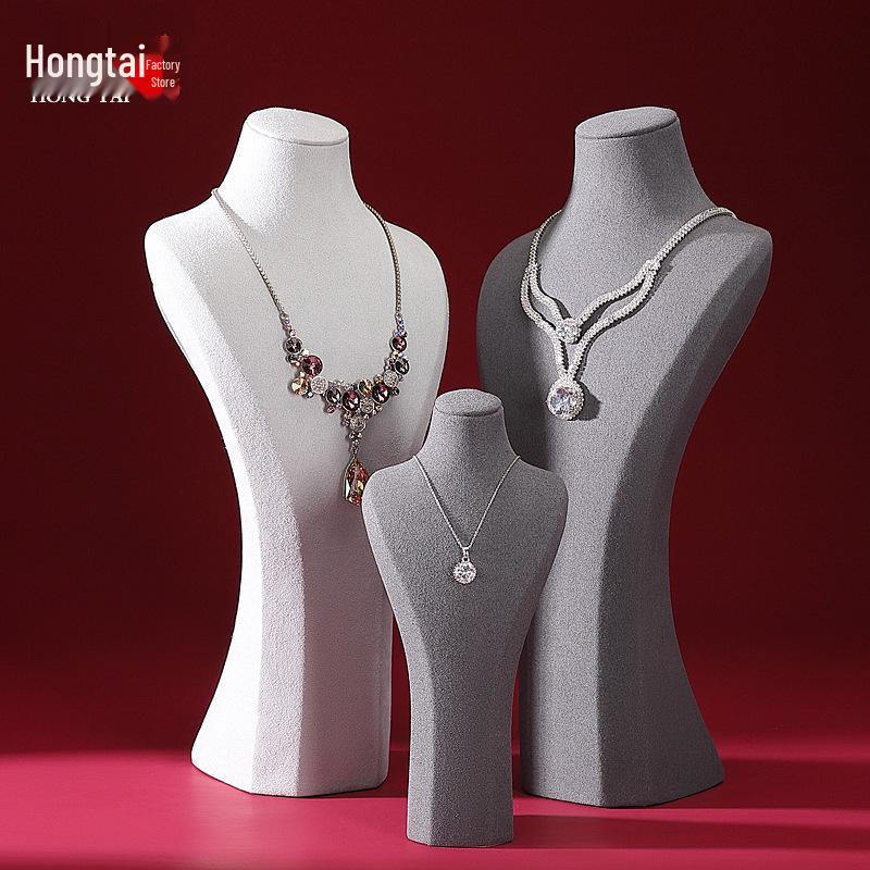 Hongtai Luxury Microfiber Necklace Display Stand - Mannequin Jewelry Prop