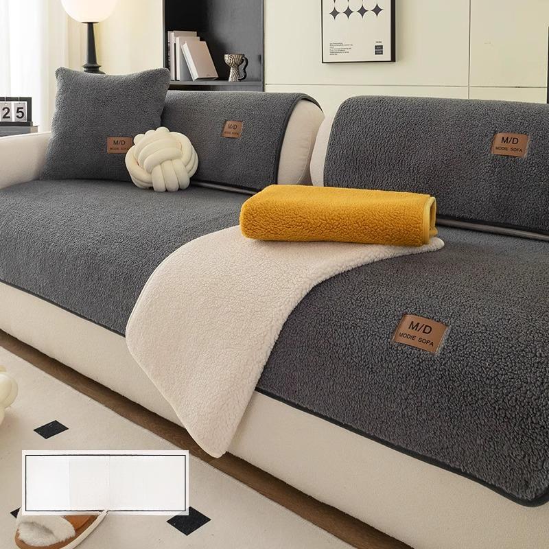 Plush Sofa Slipcover/Pillowcase, Non-slip Sofa Cover, Thickened Couch Cover Four Seasons Universal  For Bedroom Office Living Room Home Decor