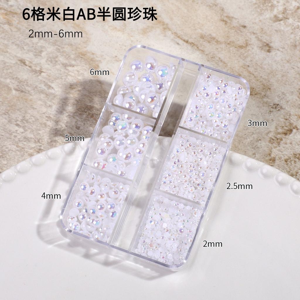 Ins Japanese Flat-Bottom Manicure, Pure White Beige Pearl, Semi-Round, Full-Round Highlight, No Peeling, No Fading, Nail Accessories