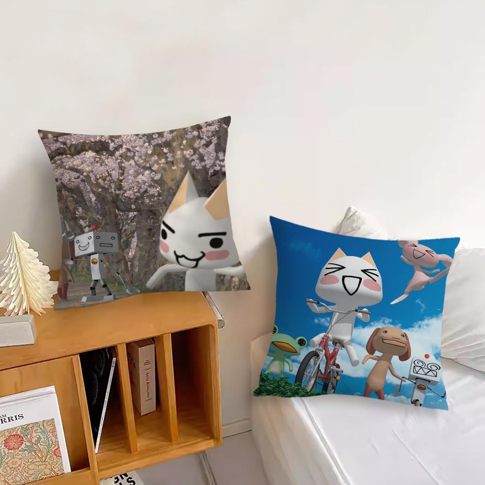 Cartoon Toro Inoue Cute cat cushion cover Pillow Case Pillowcase Soft Skin Friendly & Comfortable with a Hidden Zipper